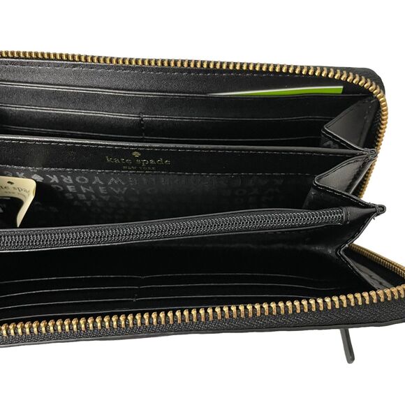 Kate Spade Wallet Penn Place Embossed Neda Zip Around Black Leather - Picture 3 of 4
